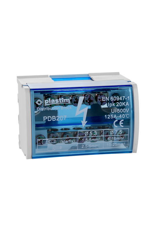 Bloc de distributie electrica, 2x7 poli, 125A - Plastim PDB207
