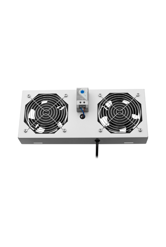 Modul 2 ventilatoare pentru rack SBW/EXIP55 19', cu termostat, RAL 7035 - ASYTECH Networking ASY-FAN-EXIP55-THM-2F