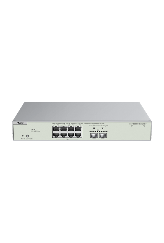Switch L2+, 8 x RJ45 2.5G PoE+ (240W), 2 x SFP+ 10G, Cloud Management - Ruijie RG-NBS3300-8MG2XS-P