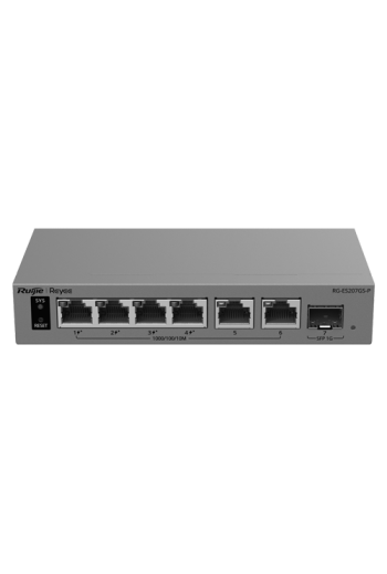 Switch L2, 6 x RJ45 1G (4 x PoE+), 1 x SFP 1G, Putere PoE 54W, Cloud Management - Ruijie Reyee RG-ES207GS-P
