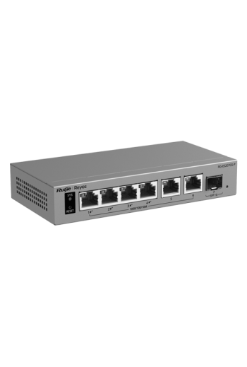 Switch L2, 6 x RJ45 1G (4 x PoE+), 1 x SFP 1G, Putere PoE 54W, Cloud Management - Ruijie Reyee RG-ES207GS-P