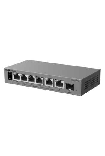 Switch L2, 6 x RJ45 1G (4 x PoE+), 1 x SFP 1G, Putere PoE 54W, Cloud Management - Ruijie Reyee RG-ES207GS-P