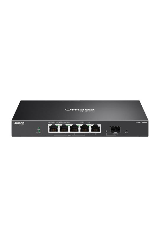 Switch L2, 5 x RJ45 2.5G (4 x PoE++), 1 x SFP+ 10G, Putere PoE 120W, Cloud Management - TP-Link Omada ES206XPP-M2