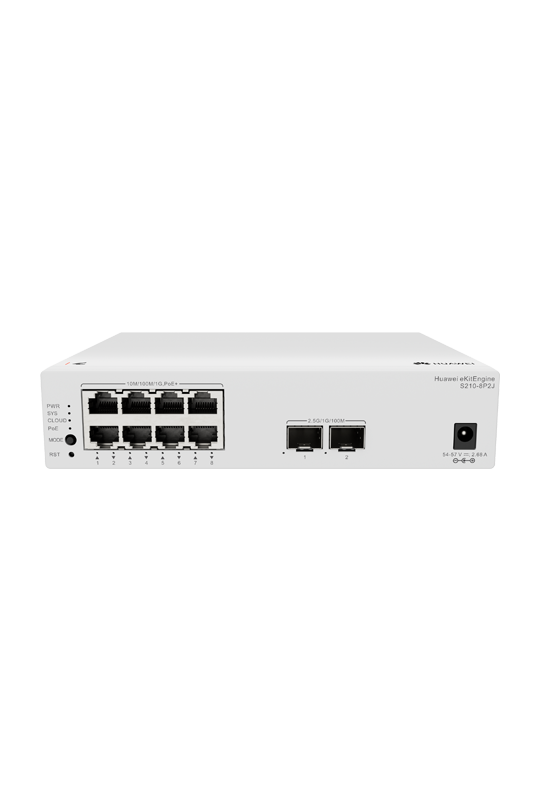 Switch L2, 8 x RJ45 1G PoE+, 2 x SFP 2.5G, PoE 128W, Cloud Management - Huawei eKit S210-8P2J