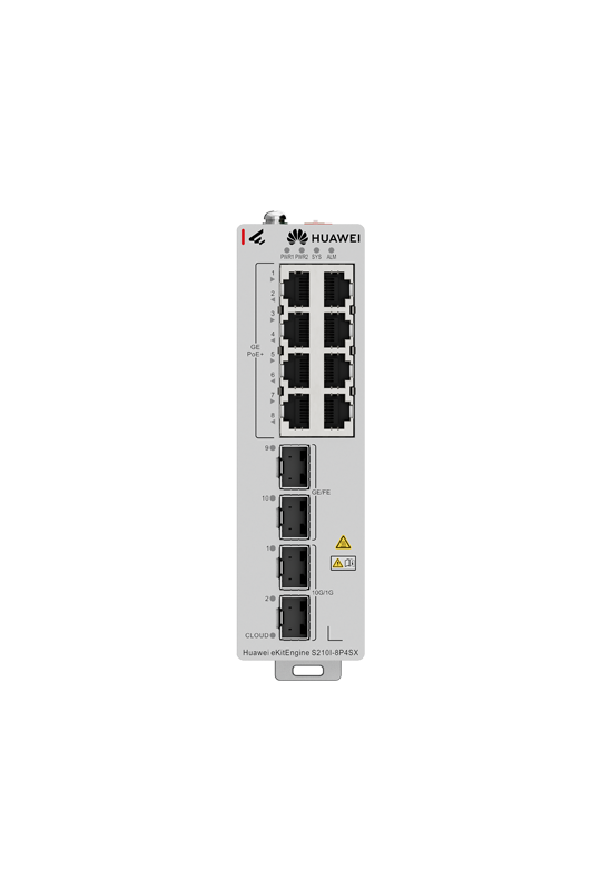 Switch industrial L2, 8 x RJ45 1G PoE+, 2 x SFP 1G, 2 x SFP+ 10G, PoE 240W, Cloud Management - Huawei eKit S210I-8P4SX