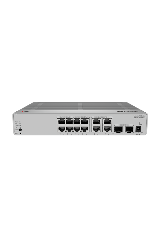 Switch L3, 4 x RJ45 1G PoE+, 8 x RJ45 2.5G PoE++, 2 x SFP+ 10G, Cloud Management - Huawei eKit S310S-4P8UN2X